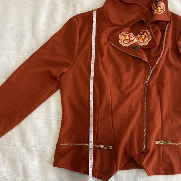 Embroidered Jacket with Asymmetrical Zipper - Picture 8 of 9